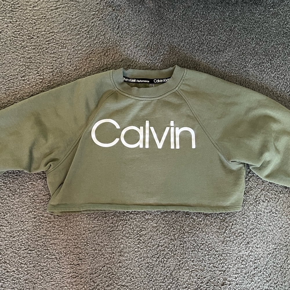 green calvin klein performance cropped crew neck